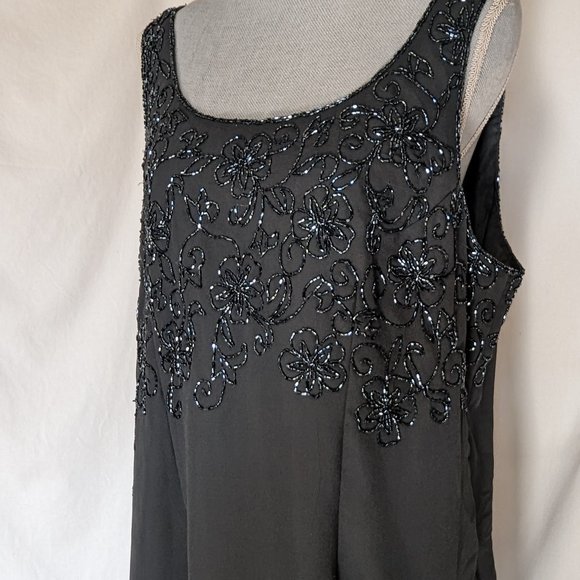 J Lazmi 2 pc w outside sheered maxi jacket sequence gray party formal dress XXL - Picture 3 of 9